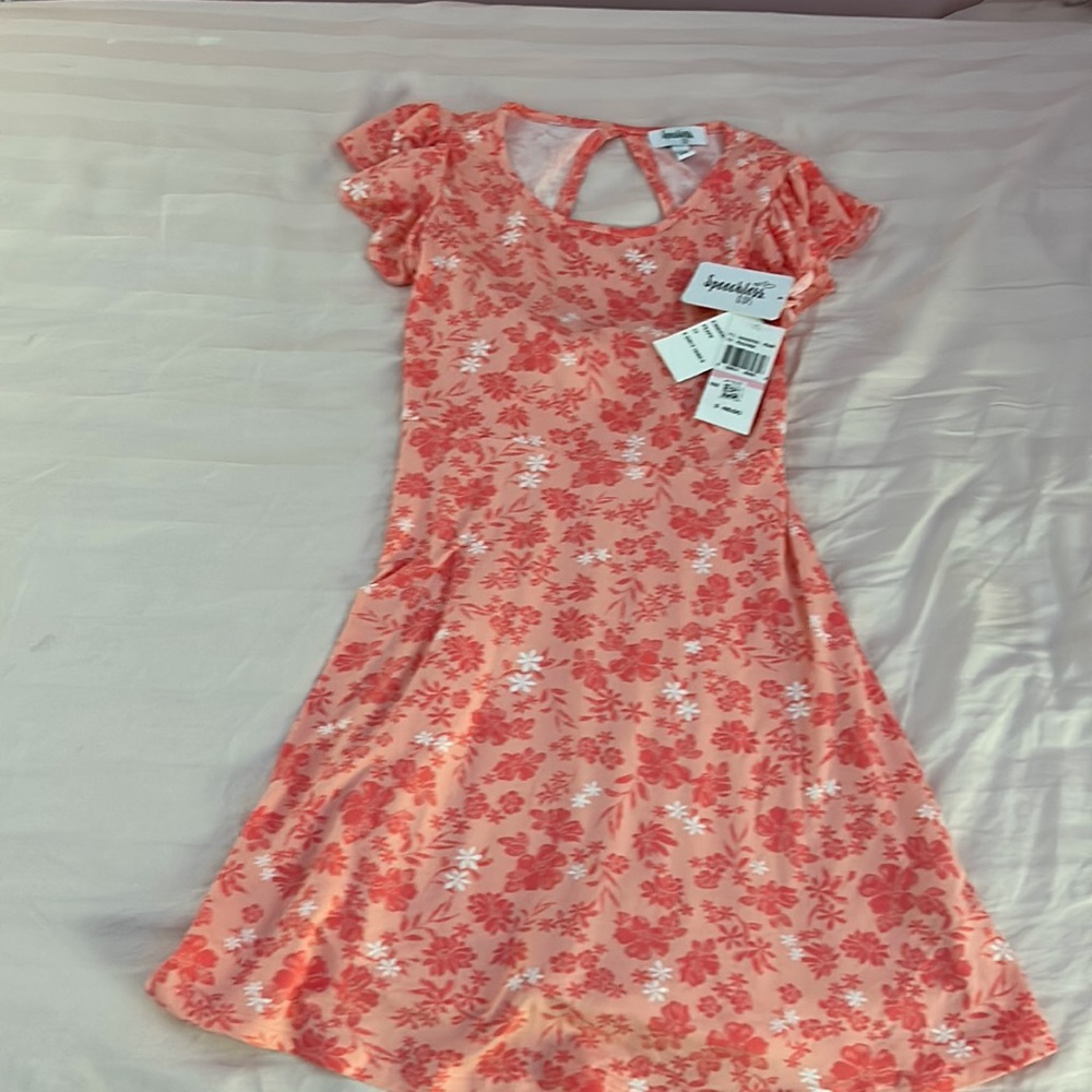 speechless kids flutter sleeve floral smocked back dress